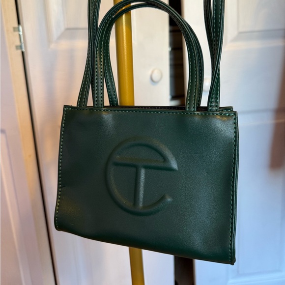 Telfar Handbags - Telfar Small Shopping Bag Mini Tote with Crossbody Strap Dark Olive EUC